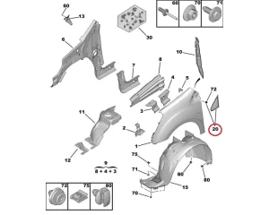 Накладка переднего левого крыла OEM Citroen Berlingo/Peugeot Partner 2008-