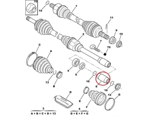 Manchon d'accouplement d'arbre de transmission OEM Citroen/Peugeot