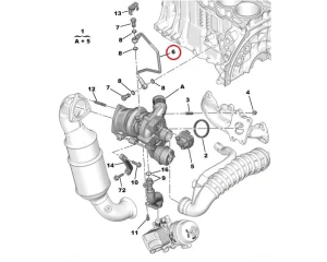 Turbo oil feed pipe OEM Citroen/Peugeot 1,6 16V EP-engine