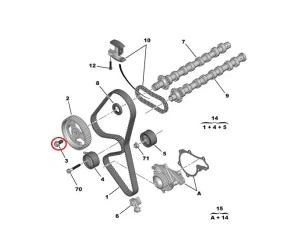 Nukkvõlli rihmaratta polt M10x1,5-L25 OEM Citroen/Peugeot 1,5BlueHDI DV5R