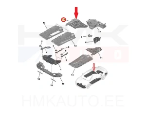 Pohjan suojamuovi , takana oikea OEM Peugeot 508