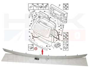 Number plate light moulding OEM Citroen C4 Picasso 06-Kombi