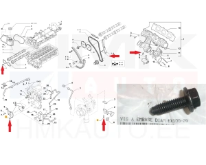 Болт крепления маслянной трубки турбины M6x1,00-L20 OEM Jumper/Boxer/Ducato 3,0HDi (верхний)