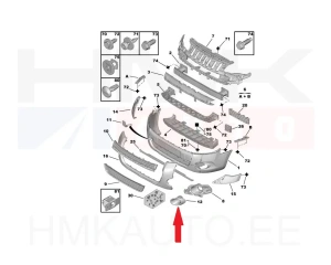 Облицовка противотуманной фары правая OEM Berlingo 2008- (под покраску)