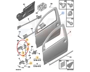 Петля передней двери верхняя левая OEM Citroen C2