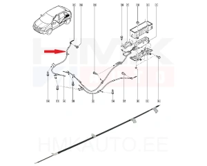 Câble de frein à main arrière droit OEM Renault Koleos