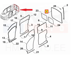 Rear door entry seal OEM Renault Trafic II-III/Opel Vivaro I-II/Nissan Primastar-NV300 -2016 (H1)