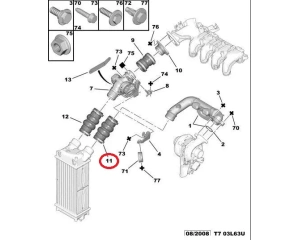Gaine de suralimentation OEM Citroen/Peugeot 1,6HDi