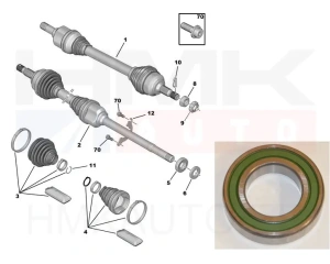 Vetoakselin tukilaakeri Citroen C5/Peugeot 508