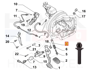 Clutch pedal spring holder OEM Jumpy/Expert/Scudo  2007-