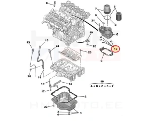 Oil filter housing gasket set OEM Citroen/Peugeot