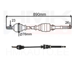 Arbre de transmission complet droit Renault Clio III