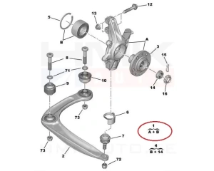 Поворотный кулак, передний левый OEM Citroen C4, DS4, C4 Picasso, Berlingo/Peugeot 307, 308, 3008, Partner