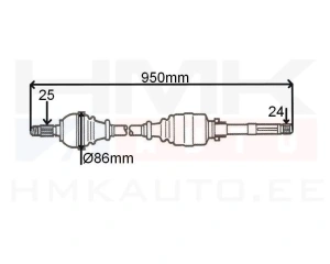 Приводной вал в сборе левая Berlingo/Partner/C3 Picasso/C4 Picasso 2007-