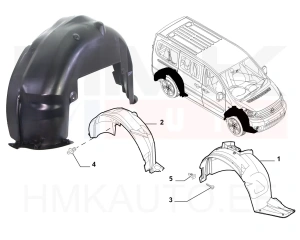 Pare-boue, arrière droite OEM Jumpy/Expert/Scudo 2007-