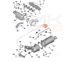 Väljalaskegaaside rõhuanduri toru OEM Citroen/Peugeot