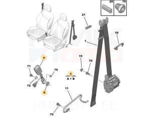 Boucle ceinture de sécurité avant OEM Citroen DS3/ Peugeot 207