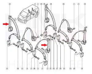 Turvavöö tagumine OEM Renault Trafic II