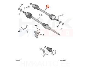 Arbre de transmission complet gauche OEM Jumpy/Expert 2016-