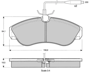 Brake pad set front Jumper/Boxer/Ducato 94-01  16" wheel