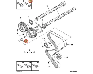 Nukkvõlli rihmaratta polt M12x1,75-L45 OEM Citroen/Peugeot
