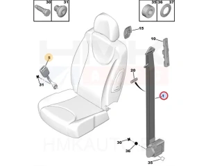 Boucle ceinture de sécurité avant OEM Peugeot Expert/Citroen Jumpy 2007-