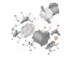 Vetoakselin tukilaakerin pidike(taka oikea) OEM Peugeot 3008/508 hybridi