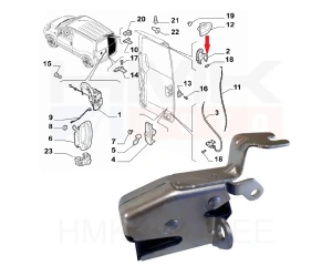 Serrure de porte arrière supérieur droite Nemo/Bipper/Fiorino 2007-