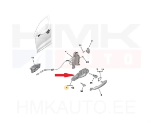 Door handle module, front right /sliding left OEM Citroen/Peugeot