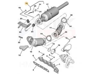 Exhaust gas pressure sensor pipe OEM Citroen/Peugeot 2,2HDI