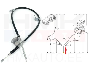 Seisontajarrun vaijeri taka vasen OEM Renault Koleos