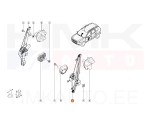 Klaasitõstuk eesmine vasak (elektriline, koos mootoriga) OEM Dacia