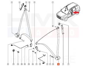 Turvavöö eesmine vasak OEM Dacia Duster
