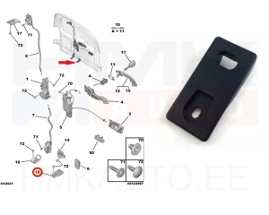 Ukselukusti vastus tagauksele alumine vasak OEM Partner/Berlingo 2008-