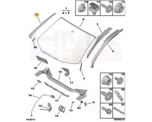 Esiklaasi liist parem OEM Peugeot 508