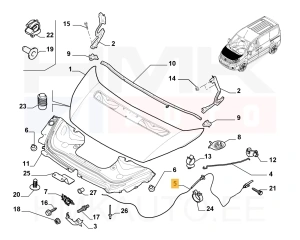 Kapotiluku tross koos hoovaga OEM Citroen C8, Jumpy/Peugeot 807, Expert/Fiat Ulysse, Scudo 2007-