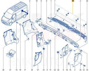 Tagumiste parkimisandurite kinnituskomplekt Renault Master III 2019- (RWD ja astmelauaga stange)
