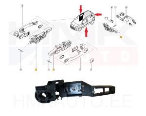 Door handle module front left/sliding right/rear right OEM Renault Kangoo 2008-