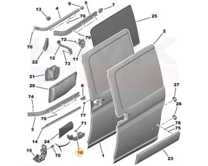 Sliding door roller guide lower left OEM Berlingo/Partner 96-08