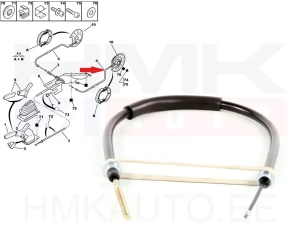 Seisontajarrun vaijeri taka vasen Peugeot 406 (levyjarrut)