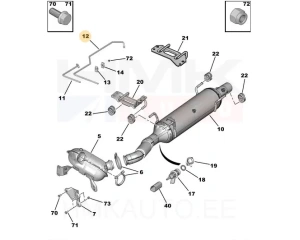 Pakokaasun paineanturin putki OEM Citroen/Peugeot 2,0HDI