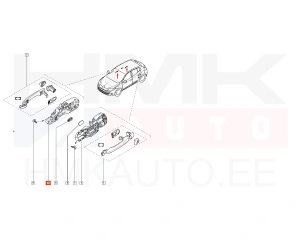 Door handle module, rear right OEM Renault Megane III