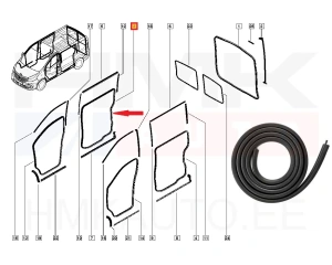 Door seal, sliding door right OEM Renault Trafic 2014-