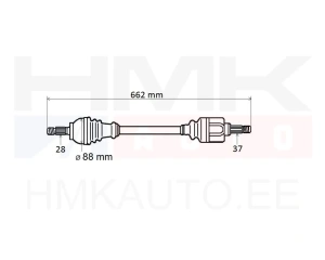 Arbre de transmission complet gauche Peugeot/Citroen