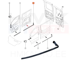 Oven tiiviste, liukuovi alempi oikea OEM Renault Trafic 2001-2014