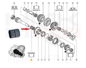 Gearbox needle bearing 6. gear 34x39x44 OEM Renault PF6