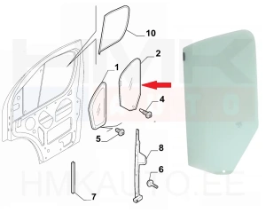Esiukse klaas parem OEM Jumper/Boxer/Ducato 2006-