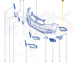 Udutule ümbrisraam vasak OEM Dacia Logan II