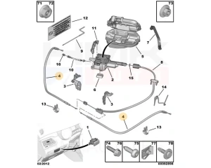 Трос стояночного тормоза задний OEM Citroen DS3 (электрический ручник)