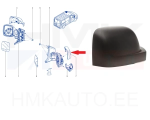 Корпус бокового зеркала заднего вида правый OEM Renault Trafic 2014- верхний черный
